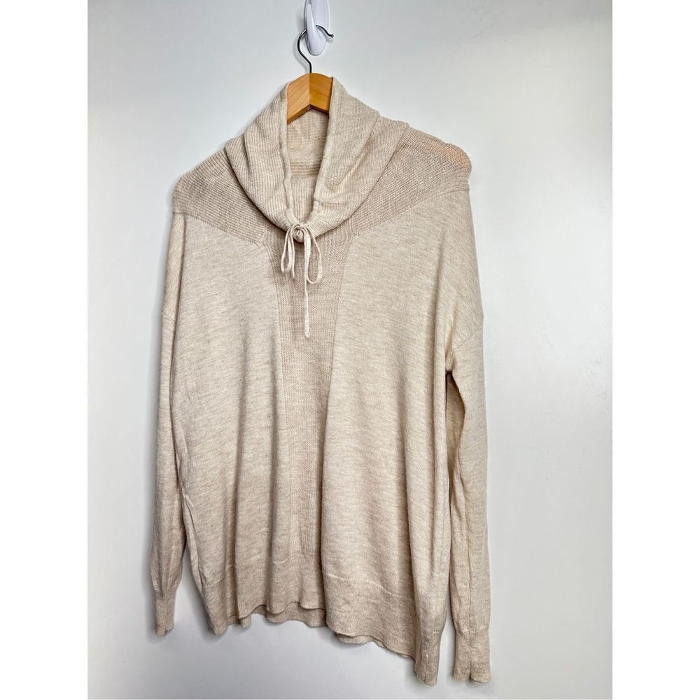 Akini Sweater Womens Wool Blend Drawstring Cowl Neck Pullover Cream Color - Picture 3 of 8